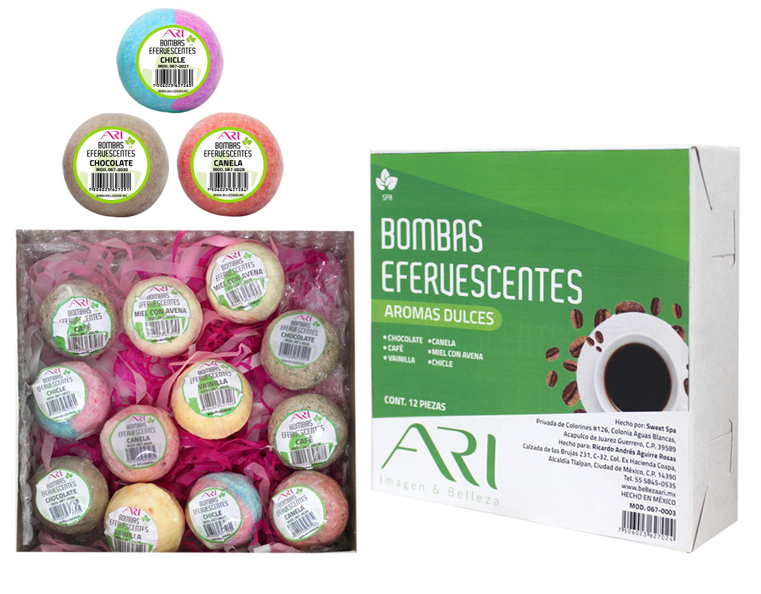 BOMBAS EFERVESCENTES AROMAS DULCES  C/12 PZS