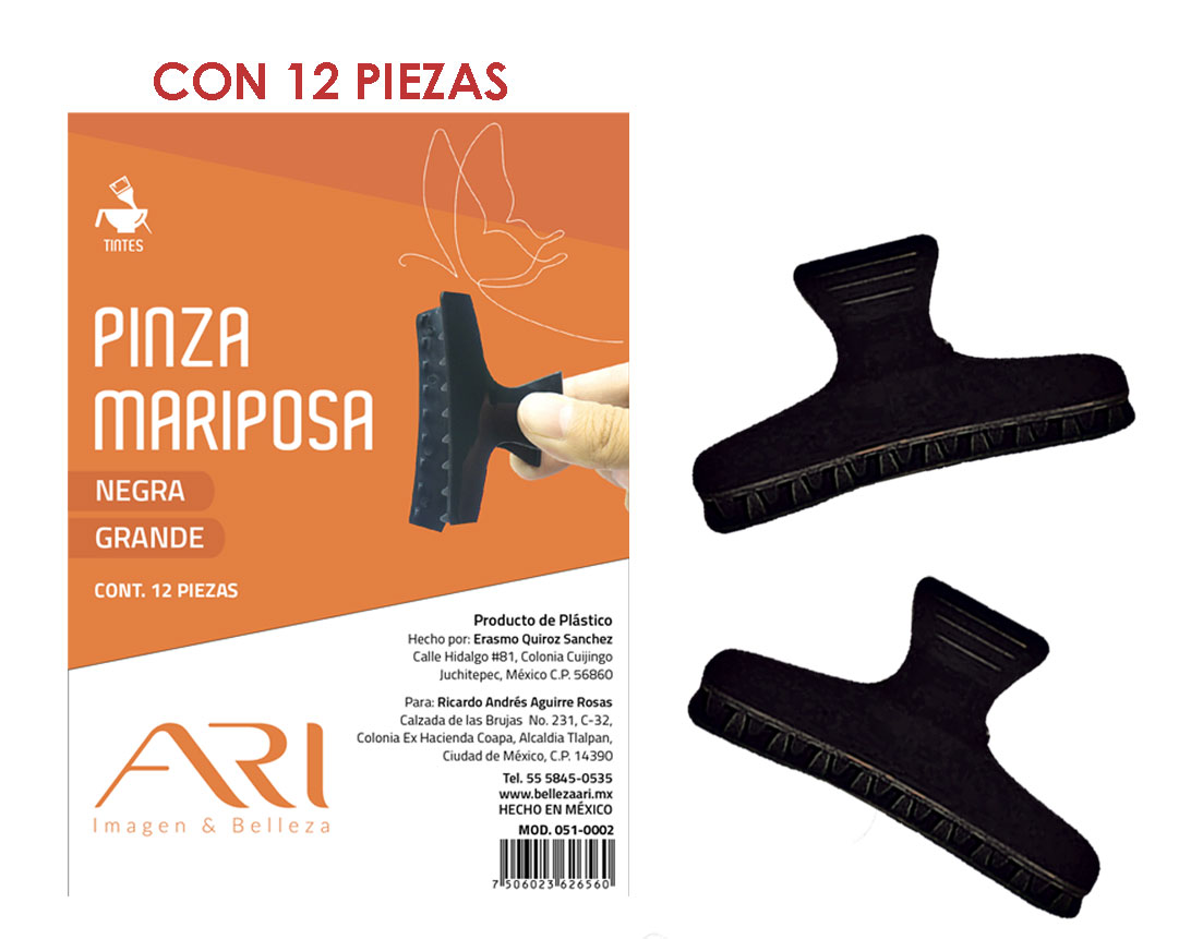 MARIPOSA ARI GRANDE NEGRA C/12 PZS