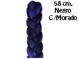 TRENZA GRUESA NEGRO C/MORADO 58 CM