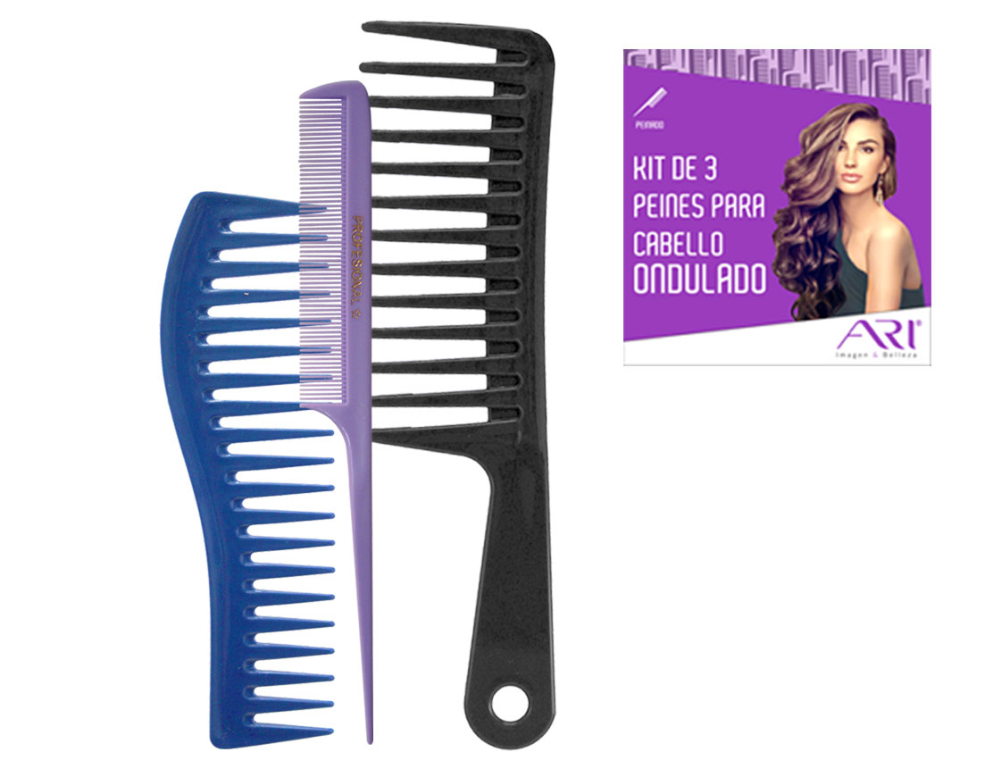 KIT DE 3 PEINES PARA CABELLO ONDULADO