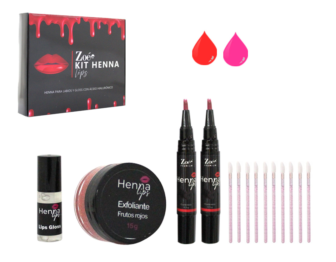 KIT DE HENNA LIPS 2 COLORES  ROJO Y ROSA