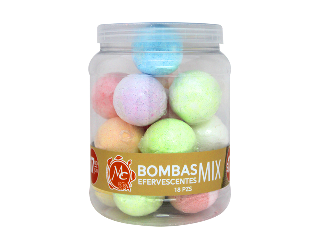 TARRO CON 18 BOMBAS EFERVECENTES MIX MCSBM001