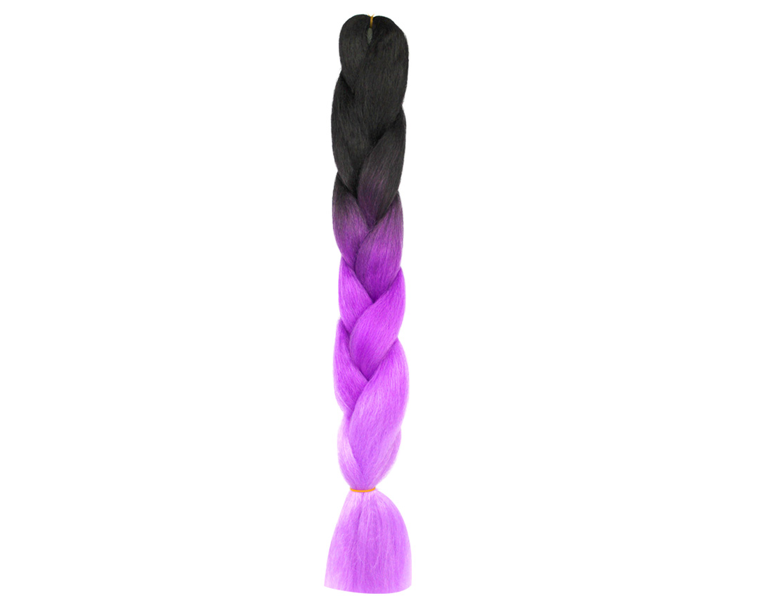 TRENZA JUMBO NEGRA C/PURPURA Y LILA CY13