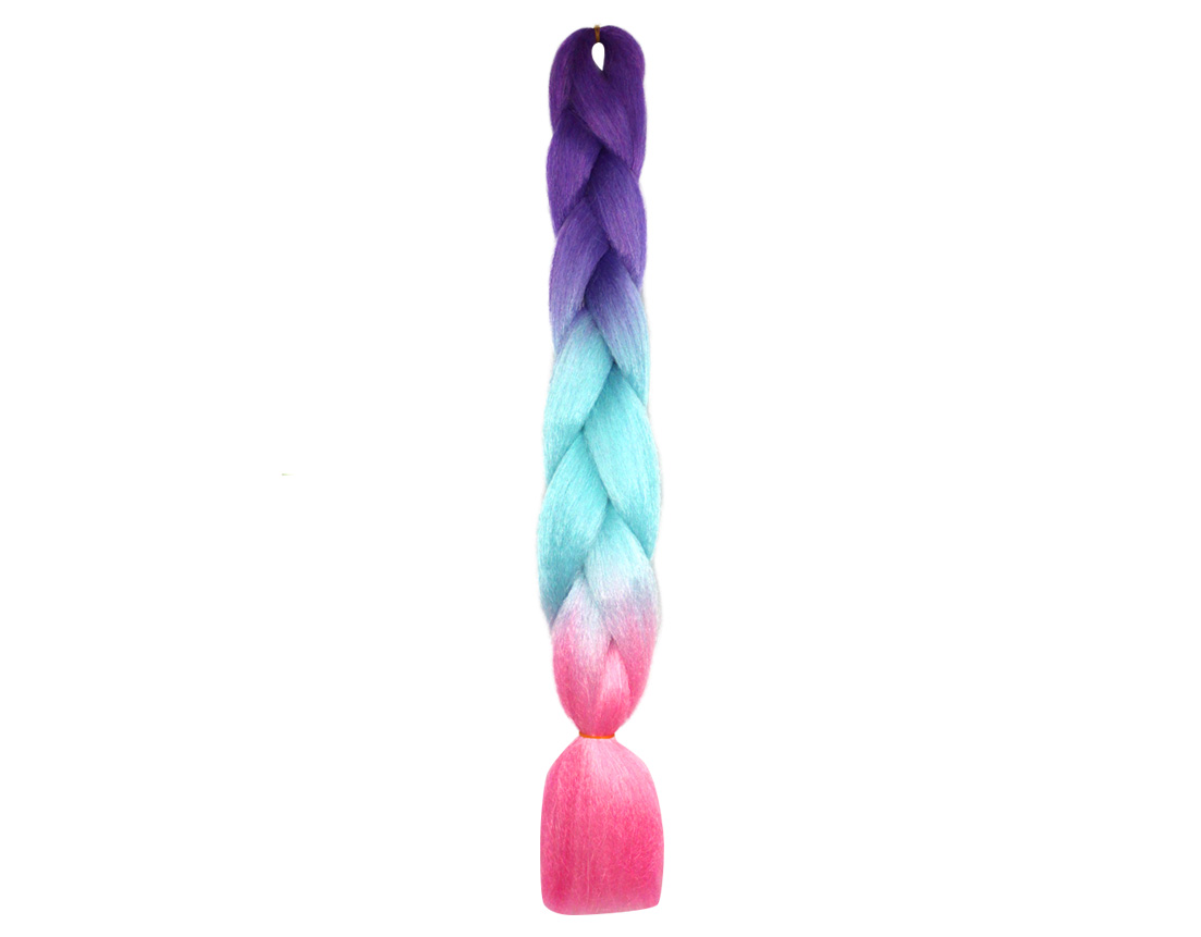 TRENZA JUMBO PURPURA C/AZUL CELESTE Y ROSA CY45